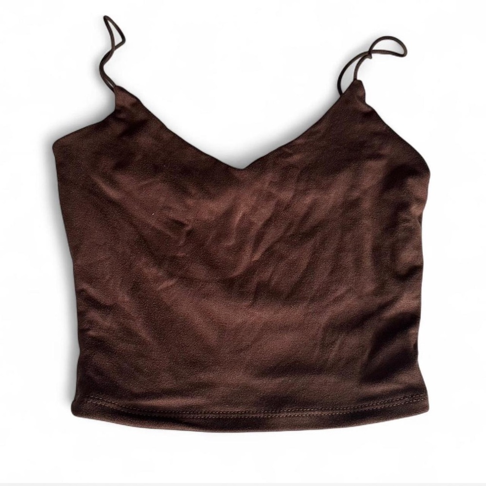 Brown Spaghetti Strap V-Neck Women's Tank Top